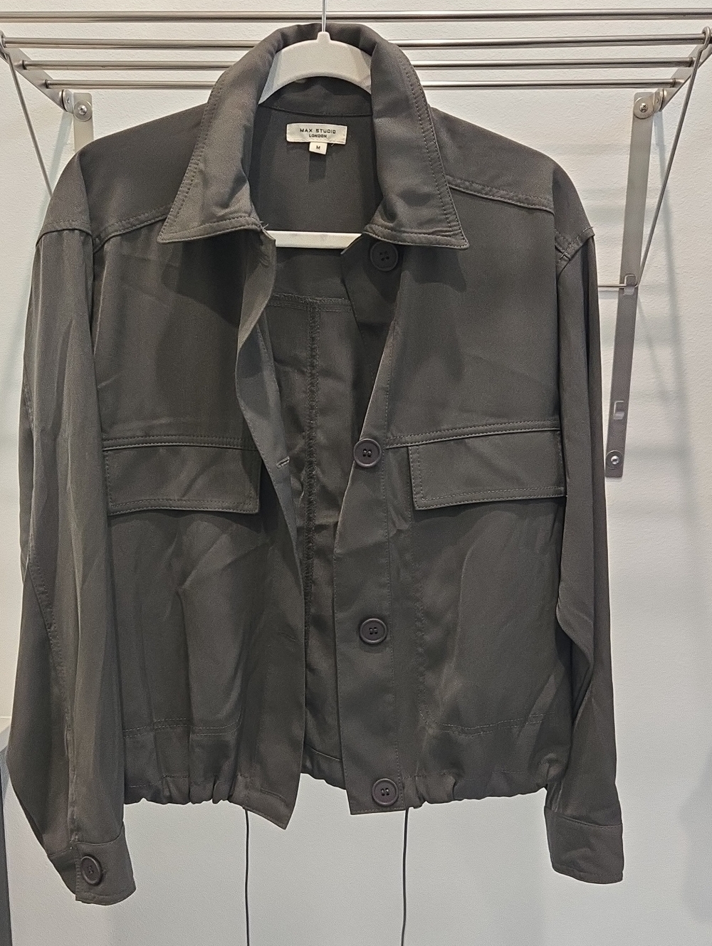 Max Studio Charcoal Utility Button-Front Jacket
